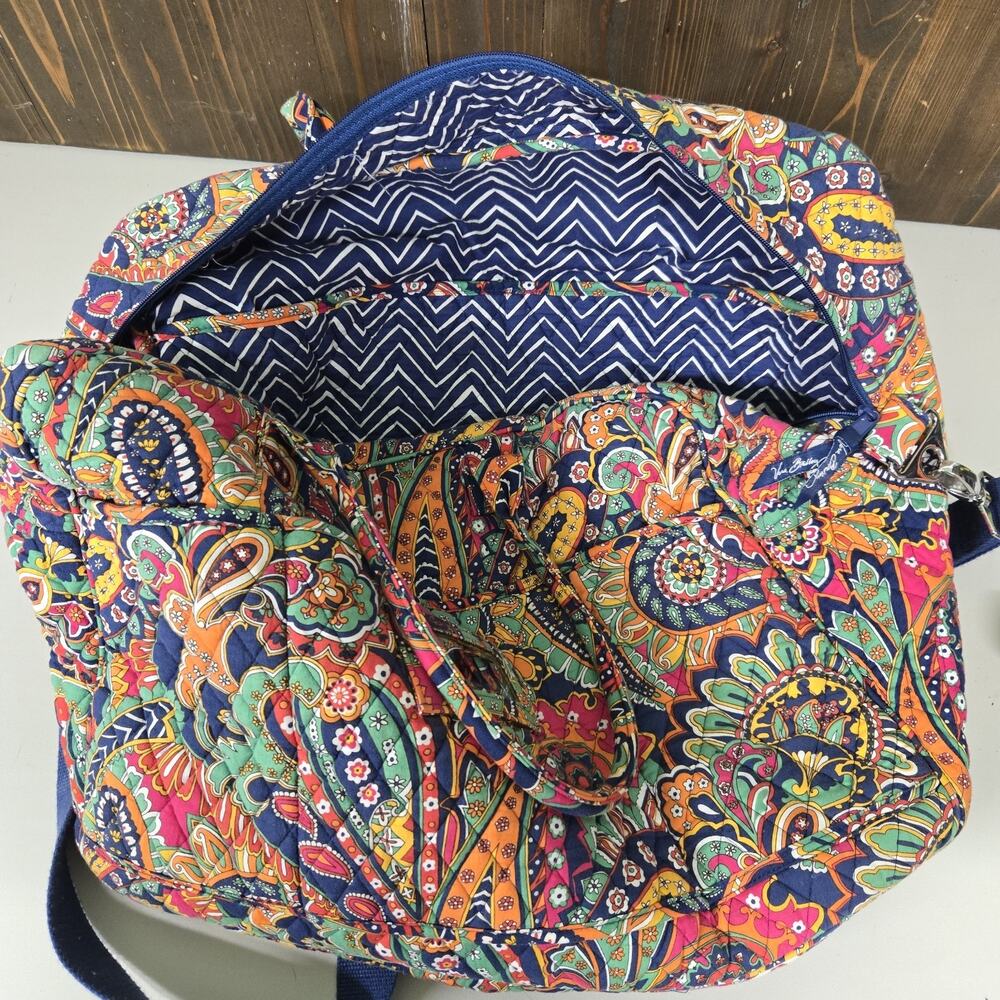 Vera Bradley Grand Traveler Venetian Print Blue Orange Red Paisley - Picture 9 of 10